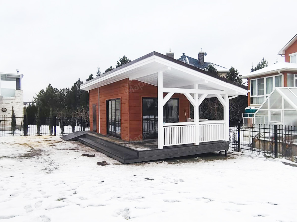 Беседка застекленная, с хозблоком и открытой террасой